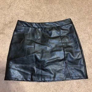 Black leather skirt w/ slit